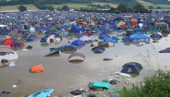 Flooded Glastonbury Festival