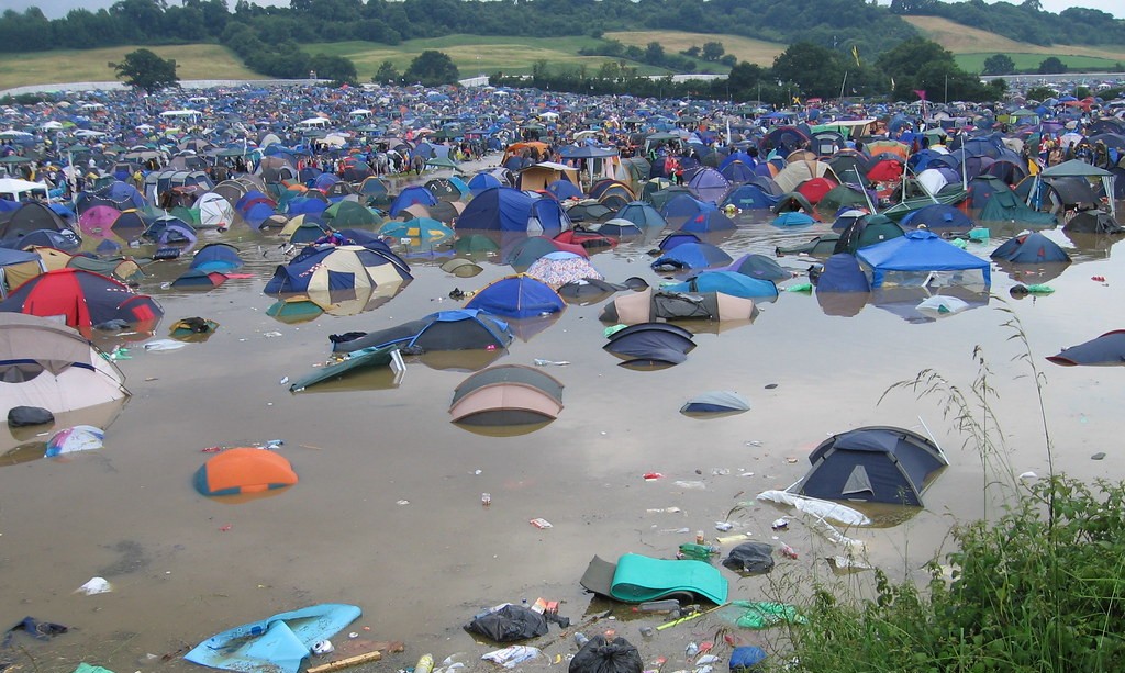 Flooded Glastonbury Festival